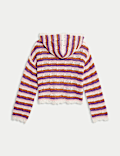 Cotton Blend Striped Knitted Hoodie (6-16 Yrs)