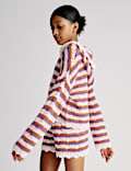 Cotton Blend Striped Knitted Hoodie (6-16 Yrs)
