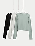 Pack de 3 tops de algodón de canalé (6-16&nbsp;años)
