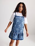2pc Floral Print Denim Dress and Top (2-16 Yrs)