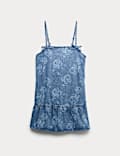 2pc Floral Print Denim Dress and Top (2-16 Yrs)
