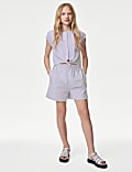 Pure Cotton Broderie Playsuit (6-16 Yrs)