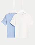 2pk Cotton Rich Textured T-Shirts (6-16 Yrs)