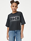 Cotton Rich Disco Slogan T-Shirt (6-16 Yrs)