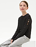Glitzer-Oberteil mit Cut-Out-Ärmeln (6–16 Jahre)