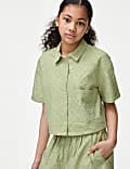 Chemise 100&nbsp;% coton à motif broderies fleuries (du&nbsp;6 au 16&nbsp;ans)
