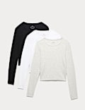 3pk Cotton Rich Ribbed Tops (6-16 Yrs)