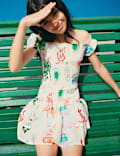 Pure Cotton Tropical Bardot Top (6-16 Yrs)