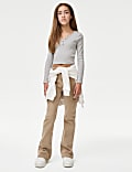 Cotton Rich Button Ribbed Top (6-16 Yrs)