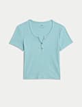 T-shirt με κουμπιά και υψηλή περιεκτικότητα σε βαμβάκι (6-16 ετών)