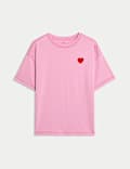 Pure Cotton Cherry Love Embroidered T-Shirt (2-16 Yrs)
