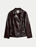 Gloss Faux Leather Biker Jacket (6-16 Yrs)