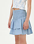 Pure Cotton Shirred Ra Ra Skirt (6-16 Yrs)