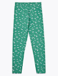 Katoenrijke legging met speelse bloemenprint (6-16 jaar)