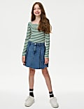 Denim Pleated Skirt (6-16 Yrs)