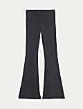 Cotton Rich Ribbed Washed Effect Flared Leggings (6-16 Yrs)