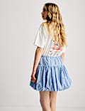 Pure Cotton Printed Puff Ball Skirt (6-16 Yrs)