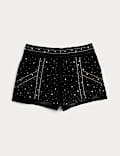 Shorts aus Samt mit Perlen (6–16 J.)