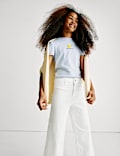 Wide Leg Cotton Rich Cropped Jeans (6-16 Yrs)