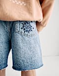 Palm Embroidered Denim Shorts (6-16 Yrs)
