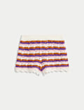 Short en maille de coton mélangé à rayures (du 6&nbsp;au 16&nbsp;ans)