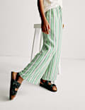 Wide Leg Linen Striped Trousers (6-16 Yrs)