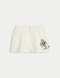 Short 100 % coton à motif tropical brodé (du 6 au 16 ans)