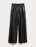 Faux Leather Wide Leg Trousers (6-16 Yrs)
