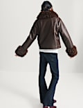 Padded Faux Fur Trim Jacket
