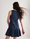 Kleid aus Baumwollmischgewebe mit tiefer Taille und Gingham-Muster (6&ndash;16 Jahre)