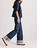 Denim Wide Leg Turn Up Jeans (6-16 Yrs)