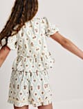 2 Piece Pure Cotton Floral Lace Trim Outfit (6-16 Yrs)