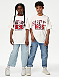 T-Shirt aus reiner Baumwolle mit Schriftzug „Harvard“ (6–16 Jahre)