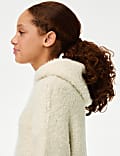 Gebreide hoodie met boucl&eacute;structuur (6-16 jaar)