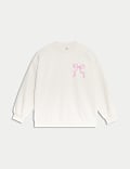 Cotton Rich Bow Graphic Sweatshirt (6-16 Yrs)