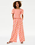 Pure Cotton Printed Wide Leg Trousers (6-16 Yrs)