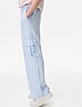 Linen Rich Wide Leg Cargo Trousers (6-16 Yrs)