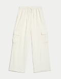 Linen Rich Wide Leg Cargo Trousers (6-16 Yrs)