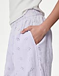 Pure Cotton Broderie Parachute Trousers (6-16 Yrs)