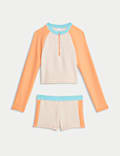 2pc Colourblock Long Sleeve Swim Set (6-16 Yrs)