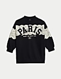 Cotton Rich Paris Slogan Sweatshirt Dress (6-16 Yrs)