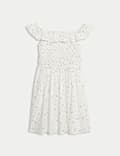 Pure Cotton Shirred Floral Print Dress (6-16 Yrs)