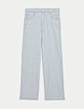 Wide Leg Denim Striped Jeans (2-16 Yrs)