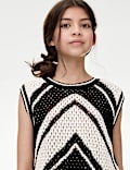 Robe en maille de coton à rayures (du 6 au 16 ans)
