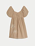 Cotton Rich Embroidered Palm Tree Dress (6-16 Yrs)