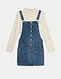 2pc Cotton Rich Striped Pinafore Outfit (6-16 Yrs)