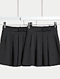 2pk Girls' Jersey Bow School Skirts (2-14 Yrs)