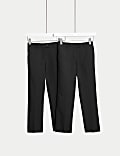 2pk Girls' Slim Leg Longer Length School Trousers (2-18 Yrs)