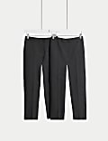 2pk Girls' Regular Leg Slim Fit School Trousers (2-18 Yrs)