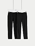 2pk Girls' Regular Leg Stain Resist Trousers (2-18 Yrs)